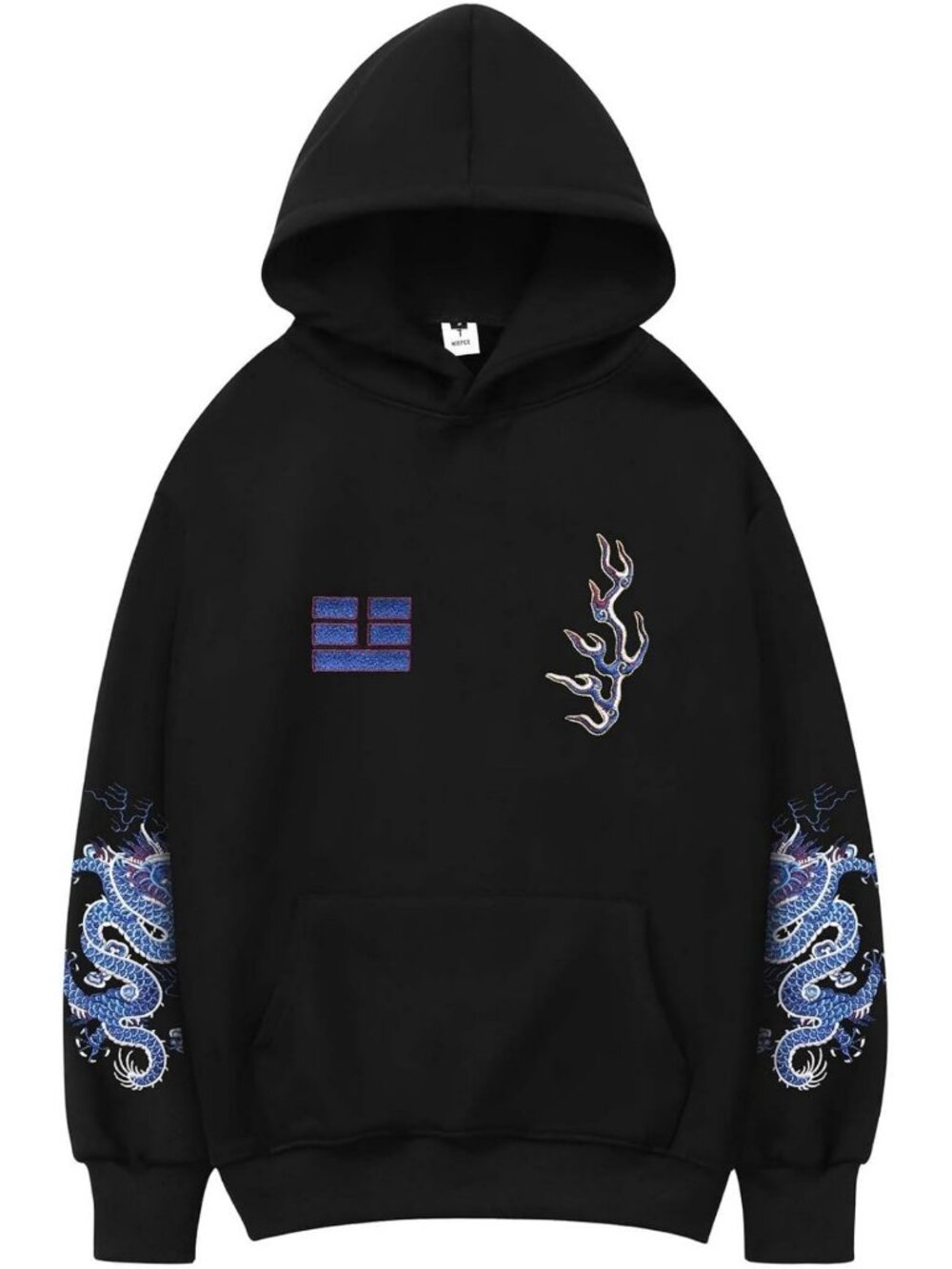 Men's Dragon Embroidered Heavyweight Graphic Hoodie | Trendy Streetwear Style